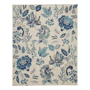 Nourison Tranquil 8' x 10' Ivory/Light Blue Farmhouse Indoor Rug Polypropylene