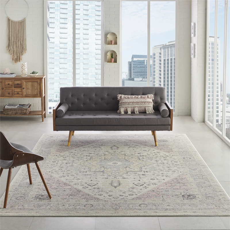 Nourison Tranquil 8' x 10' Ivory/Pink Farmhouse Indoor Rug Polypropylene