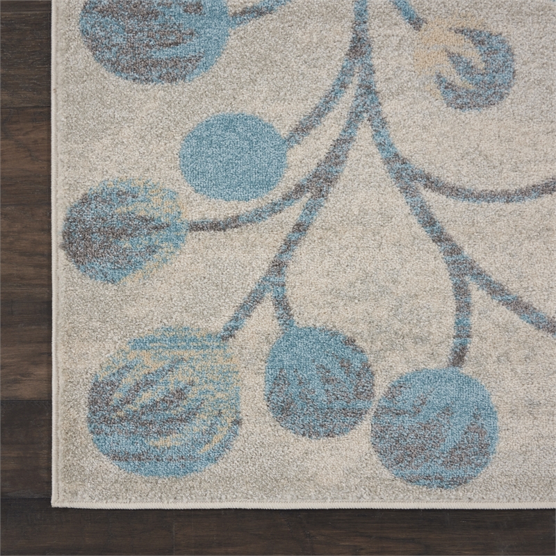 Nourison Tranquil 8' x 10' Ivory/Turquoise Farmhouse Indoor Rug Polypropylene