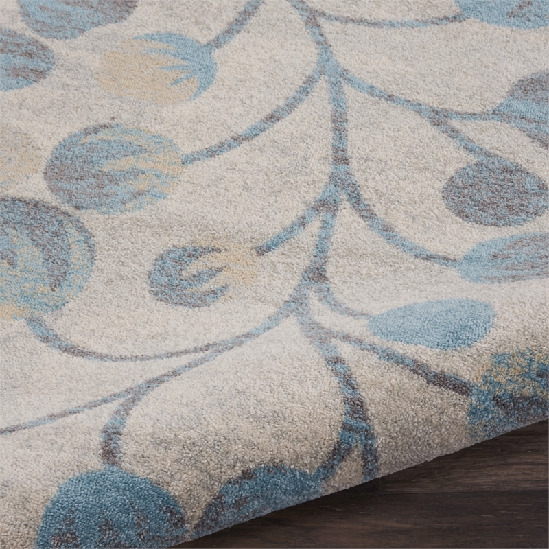 Nourison Tranquil 8' x 10' Ivory/Turquoise Farmhouse Indoor Rug Polypropylene