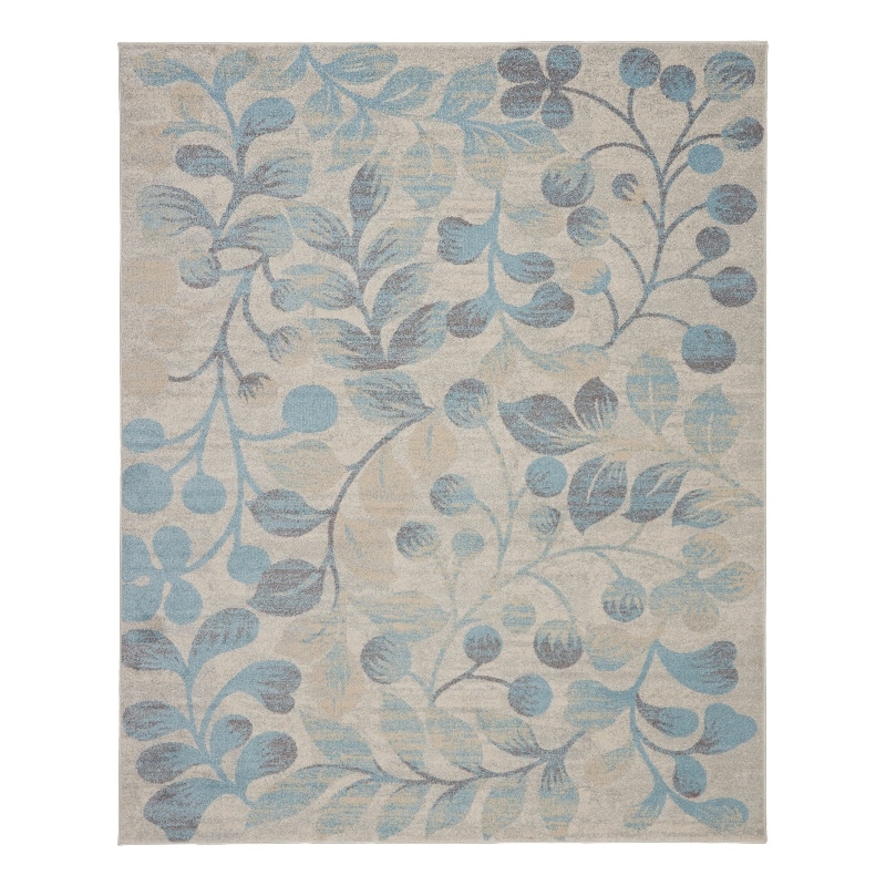 Nourison Tranquil 8' x 10' Ivory/Turquoise Farmhouse Indoor Rug Polypropylene