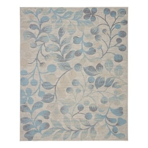 Nourison Tranquil 8' x 10' Ivory/Turquoise Farmhouse Indoor Rug Polypropylene