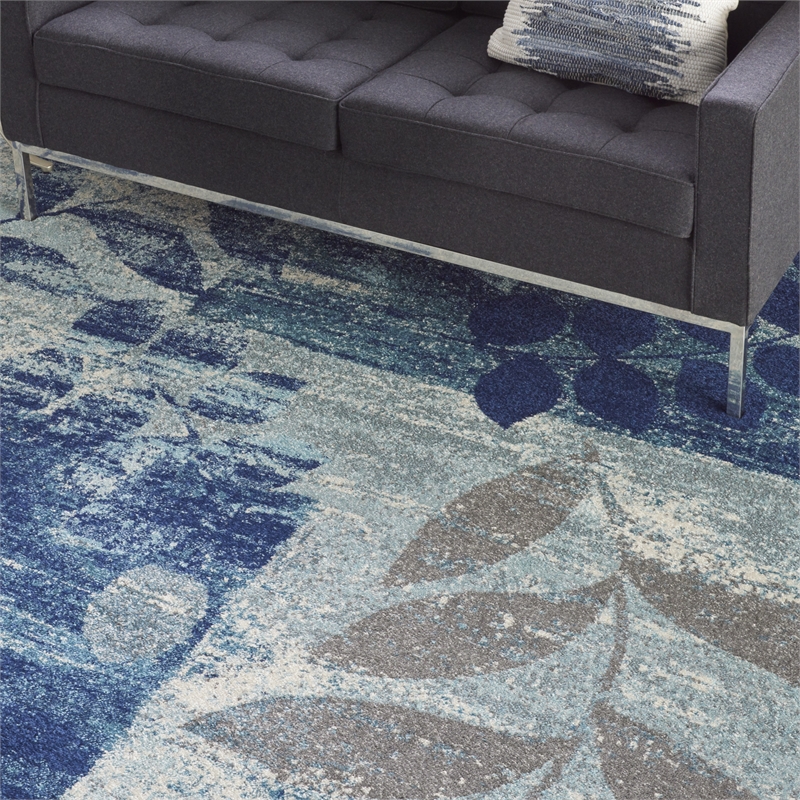 Nourison Tranquil 8' x 10' Navy/Light Blue Farmhouse Indoor Rug Polypropylene
