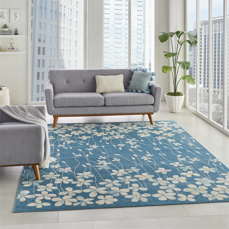 Nourison Tranquil 8' x 10' Turquoise Indoor Rug Polypropylene