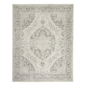 Nourison Tranquil 8'10&quot x 11'10&quot Ivory/Grey Farmhouse Indoor Rug Polypropylene