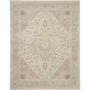 Nourison Tranquil 8'10&quot x 11'10&quot Ivory/Pink Farmhouse Indoor Rug