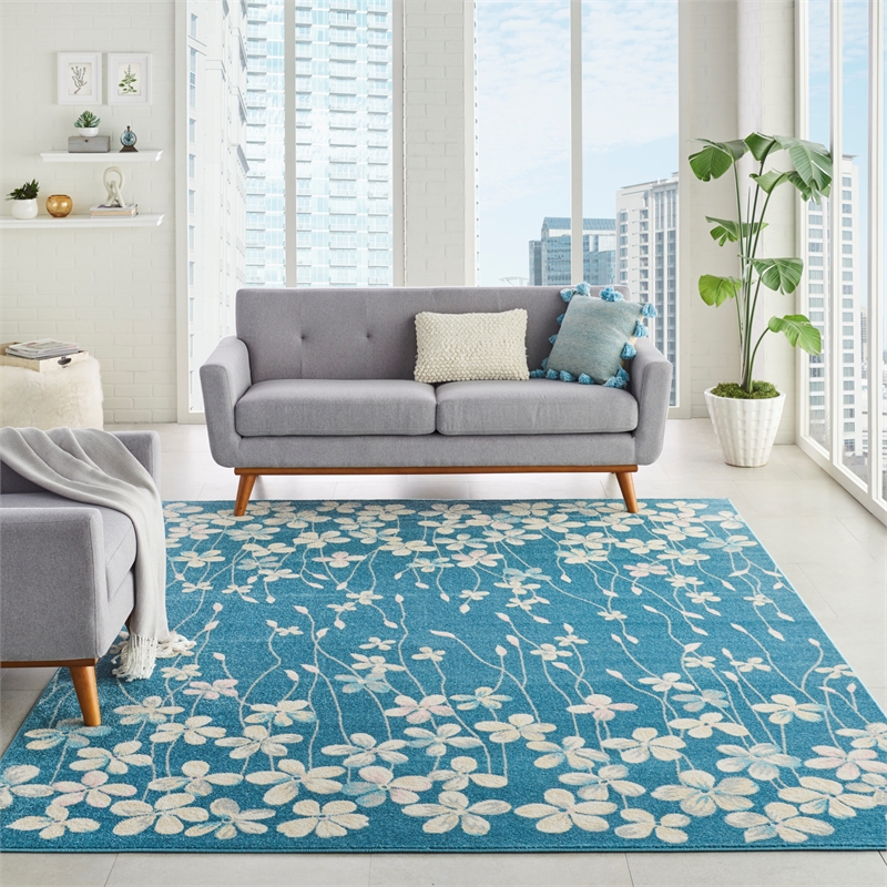 nourison tranquil 8'10&quot x 11'10&quot turquoise indoor rug