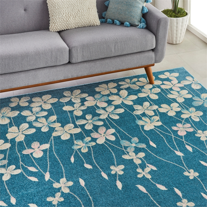 nourison tranquil 8'10&quot x 11'10&quot turquoise indoor rug