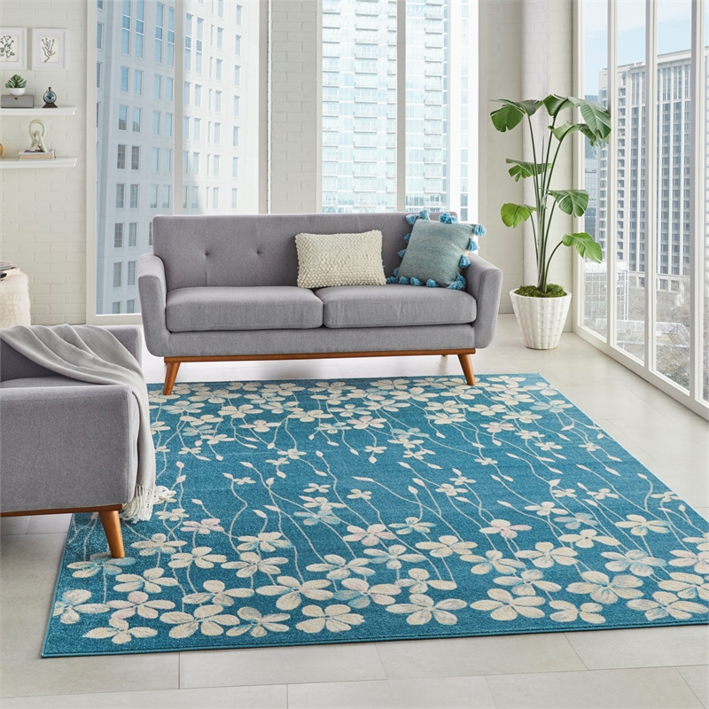 nourison tranquil 8'10&quot x 11'10&quot turquoise indoor rug