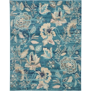 Nourison Tranquil 8'10&quot x 11'10&quot Turquoise Vintage Indoor Rug