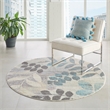 Nourison Tranquil(Traql) 4' x round Ivory/Light Blue Farmhouse Indoor Rug