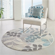Nourison Tranquil(Traql) 4' x round Ivory/Light Blue Farmhouse Indoor Rug