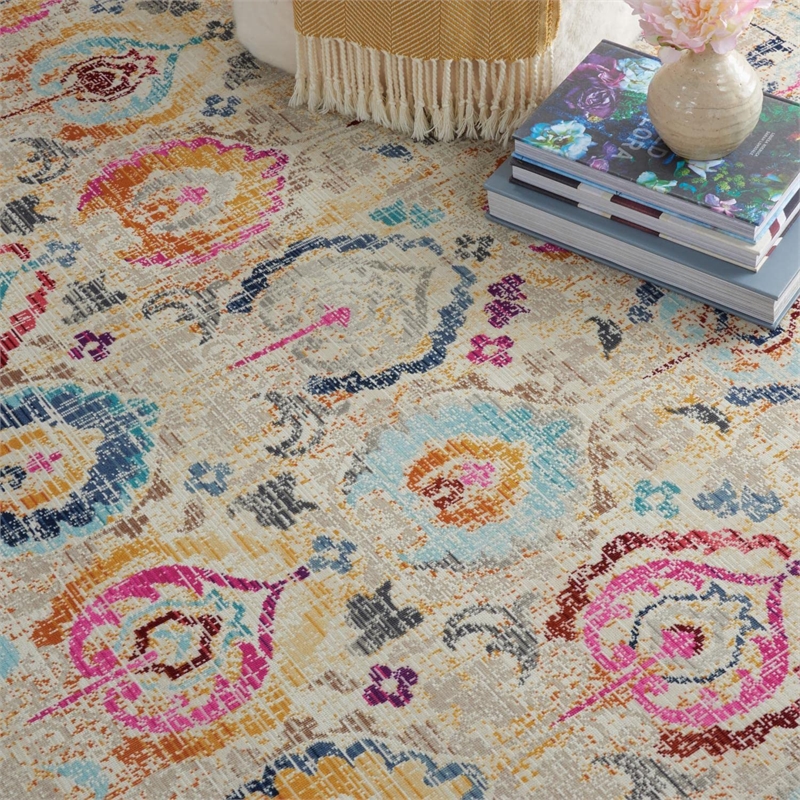 Nourison Vintage 6' Round Ivory-Multicolor Vintage Indoor Rug