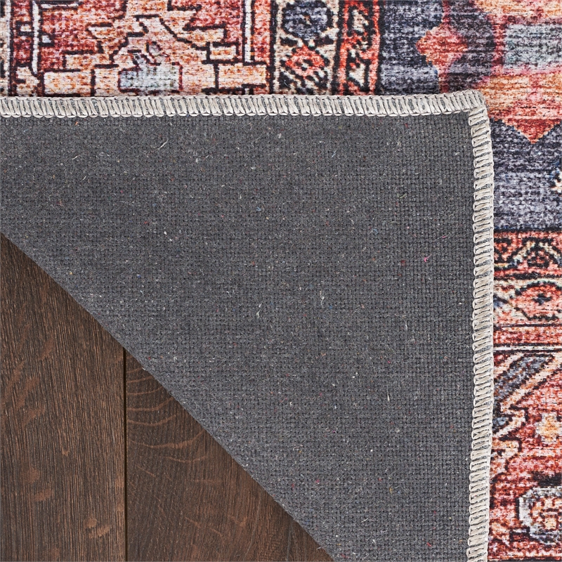 Nourison Brilliance Machine Washable 2' x 6' Navy/Brick Vintage Indoor Rug
