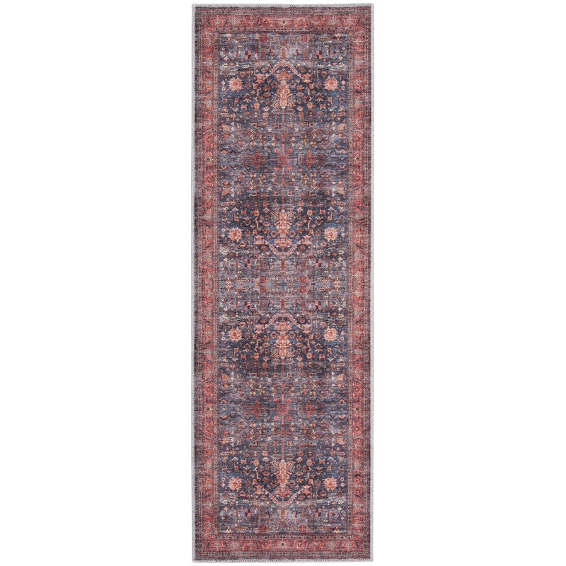 Nourison Brilliance Machine Washable 2' x 6' Navy/Brick Vintage Indoor Rug