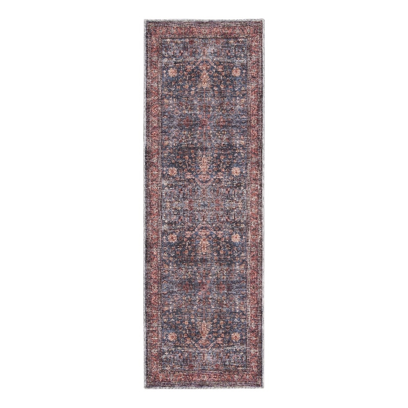 Nourison Brilliance Machine Washable 2' x 6' Navy/Brick Vintage Indoor Rug