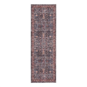Nourison Brilliance Machine Washable 2' x 6' Navy/Brick Vintage Indoor Rug