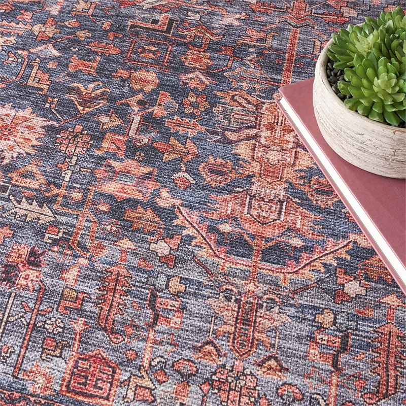 Nourison Brilliance Machine Washable 4' x 6' Navy/Brick Vintage Indoor Rug