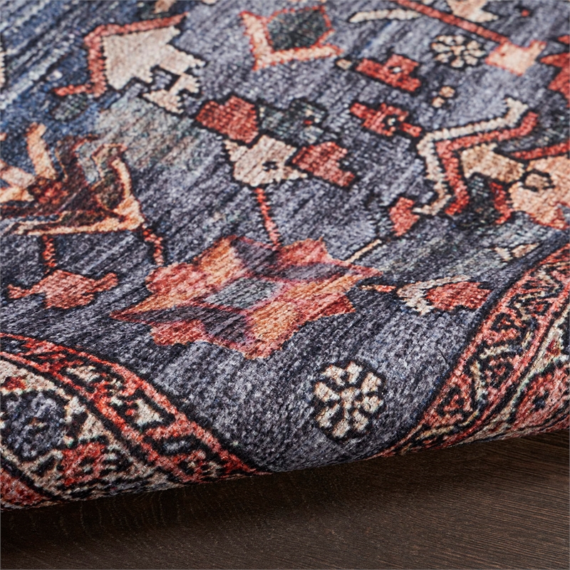 Nourison Brilliance Machine Washable 4' x 6' Navy/Brick Vintage Indoor Rug