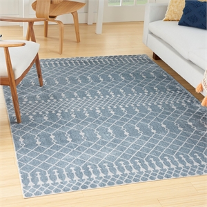 Nourison Astra Machine Washable 5'3&quot x 7' Blue Bohemian Indoor Rug