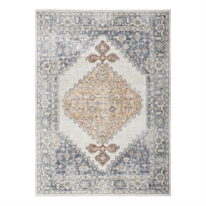 Nourison Astra Machine Washable 5'3&quot x 7' Grey/Gold Vintage Indoor Rug
