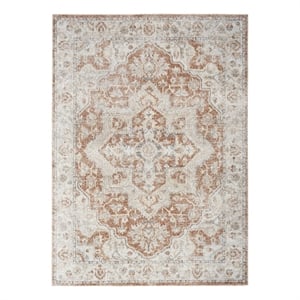 Nourison Astra Machine Washable 5'3&quot x 7' Gold/Multicolor Vintage Indoor Rug