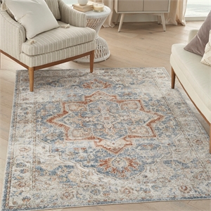 Nourison Astra Machine Washable 5'3&quot x 7' Denim Multi Vintage Indoor Rug