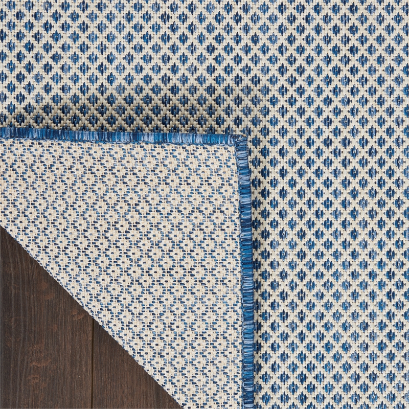 Nourison Courtyard 10' x 14' Ivory Blue Fabric Modern Area Rug (10' x 14')