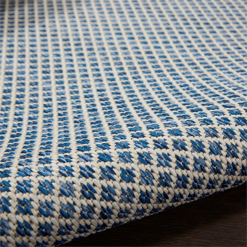 Nourison Courtyard 10' x 14' Ivory Blue Fabric Modern Area Rug (10' x 14')