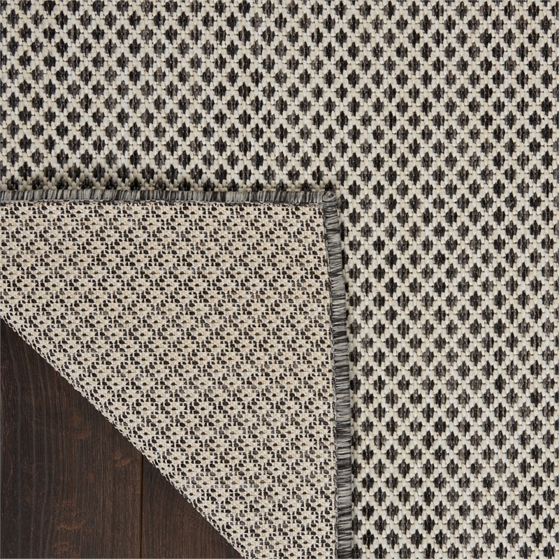Nourison Courtyard 10' x 14' Ivory Charcoal Fabric Modern Area Rug