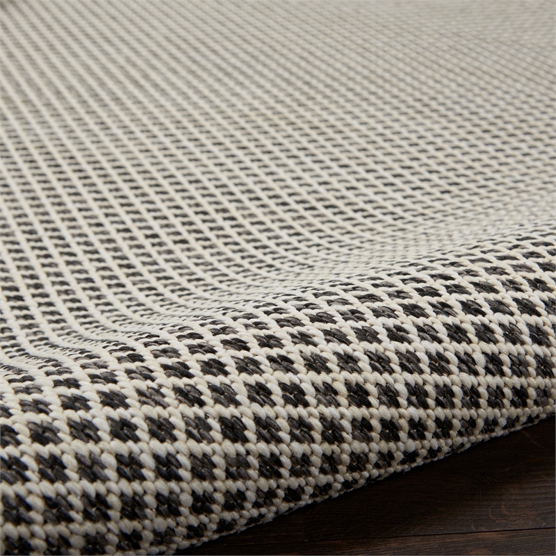 Nourison Courtyard 10' x 14' Ivory Charcoal Fabric Modern Area Rug