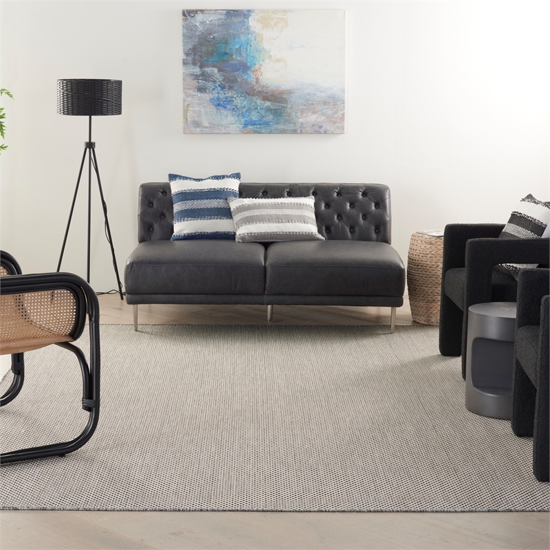 Nourison Courtyard 10' x 14' Ivory Charcoal Fabric Modern Area Rug
