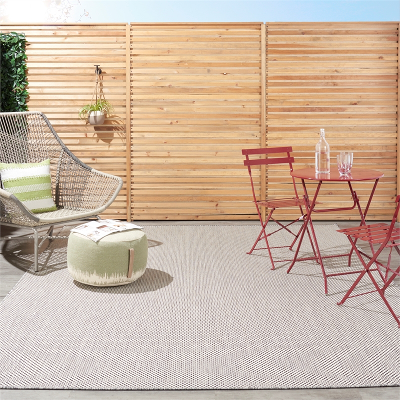 Nourison Courtyard 10' x 14' Ivory Charcoal Fabric Modern Area Rug