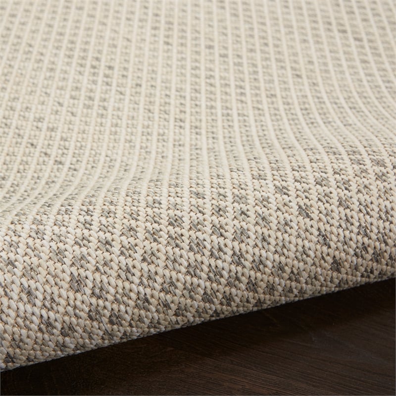 Nourison Courtyard 10' x 14' Ivory Silver Fabric Modern Area Rug (10' x 14')