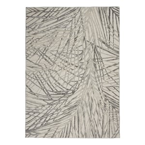 Nourison Rustic Textures 63&quot x 87&quot Fabric Indoor Rug in Ivory/Gray Painterly