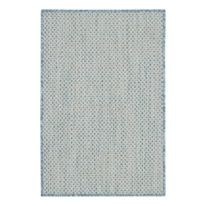 Nourison Courtyard 2' x 3' Ivory Aqua Fabric Modern Area Rug (2' x 3')
