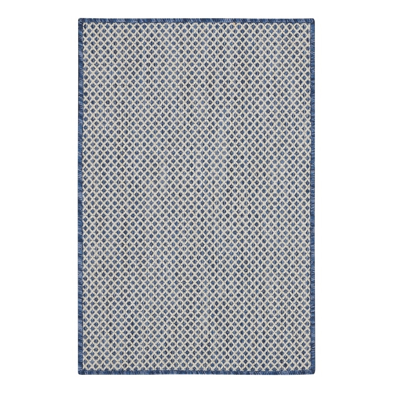 Nourison Courtyard 2' x 3' Ivory Blue Fabric Modern Area Rug (2' x 3')