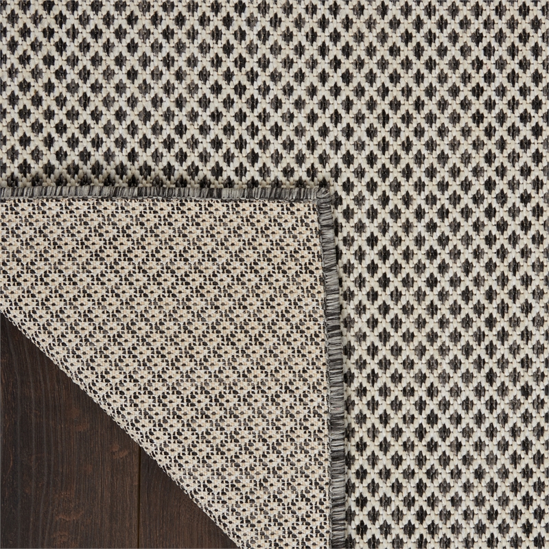 Nourison Courtyard 2' x 3' Ivory Charcoal Fabric Modern Area Rug (2' x 3')