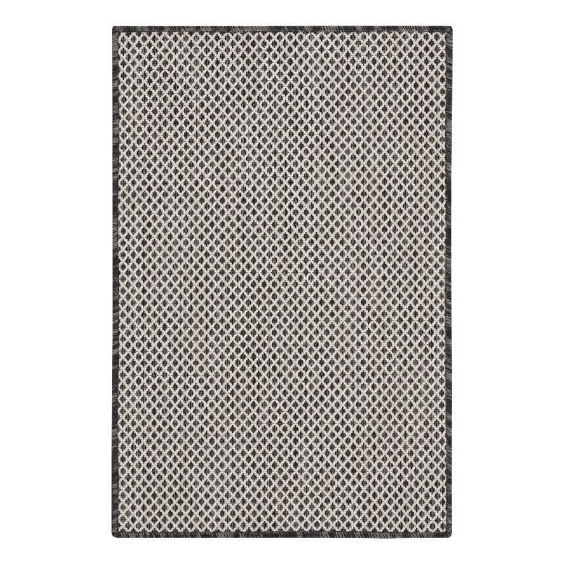 Nourison Courtyard 2' x 3' Ivory Charcoal Fabric Modern Area Rug (2' x 3')