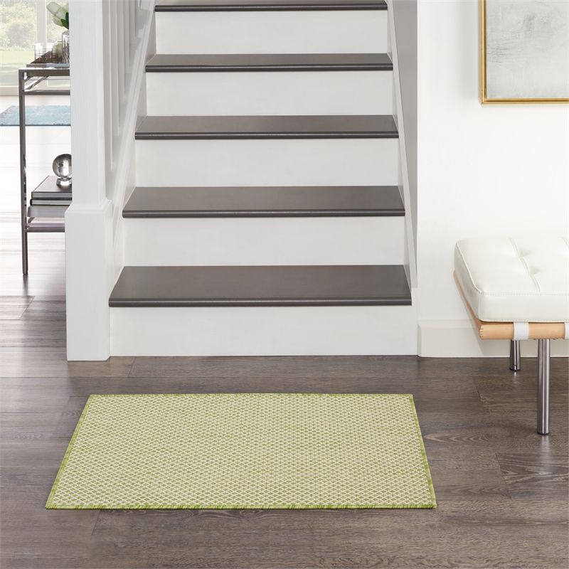 Nourison Courtyard 2' x 3' Ivory Green Fabric Modern Area Rug (2' x 3')