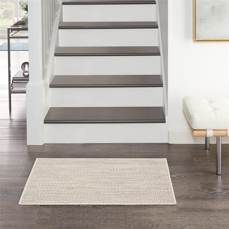 Nourison Courtyard 2' x 3' Ivory Silver Fabric Modern Area Rug