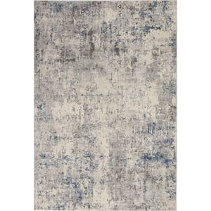Nourison Rustic Textures 3'11&quot x 5'11&quot Ivory/Grey/Blue Painterly Indoor Rug