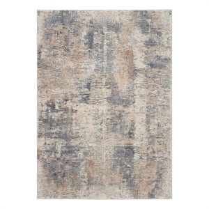 Nourison Rustic Textures 63&quot x 87&quot Fabric Indoor Rug in Beige/Gray Painterly
