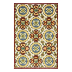Nourison Aloha 42&quot x 66&quot Polypropylene Fabric Rug in Red/Multi-Color