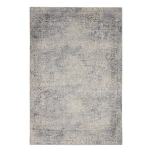 Nourison Rustic Textures 63&quot x 87&quot Fabric Indoor Rug Ivory/Gray Blue Painterly