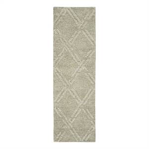 Nourison Venosa 27&quot x 90&quot Fabric Indoor Rug in Green Ivory Finish