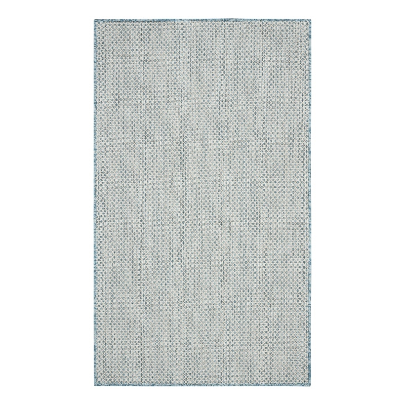 Nourison Courtyard 3' x 5' Ivory Aqua Fabric Modern Area Rug (3' x 5')