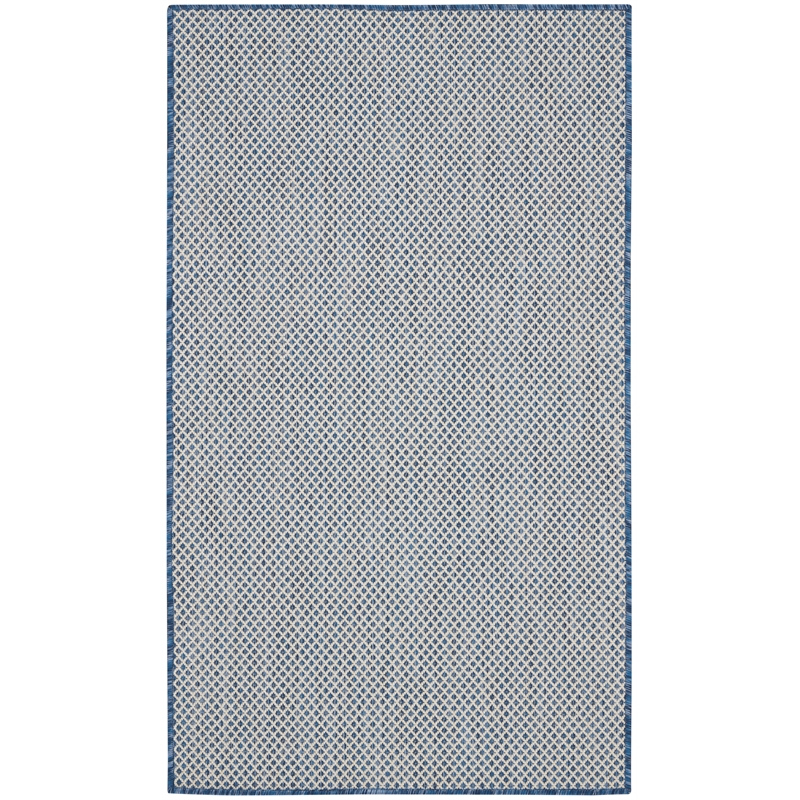 Nourison Courtyard 3' x 5' Ivory Blue Fabric Modern Area Rug (3' x 5')