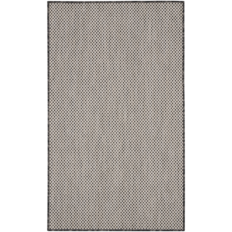 Nourison Courtyard 3' x 5' Ivory Charcoal Fabric Modern Area Rug (3' x 5')