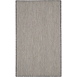 Nourison Courtyard 3' x 5' Ivory Charcoal Fabric Modern Area Rug (3' x 5')